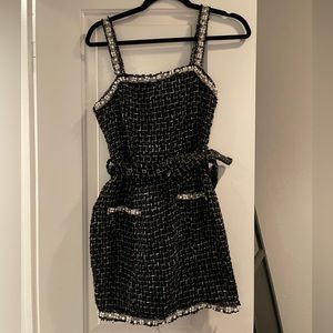 Tweed Mini Dress with Pearl Detail Trim